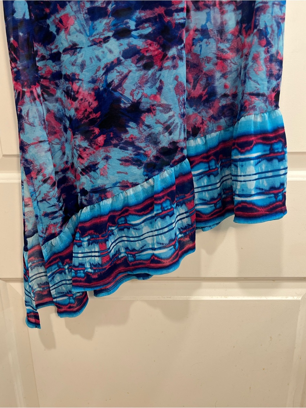 INC Blue and Pink Tie-Dye sheer Scoop Neck Tank - Picture 4 of 4